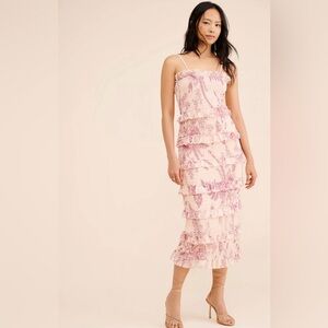 Let Me Be Tiered Floral Smocked Midi Dress